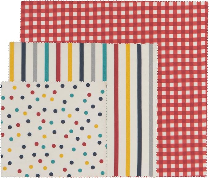 NOW DESIGNS Dots & Stripes Beeswax Wrap 3 Pack, 3 CT