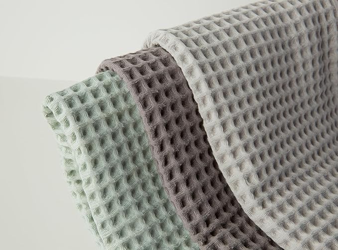 Waffle Cotton Bath Towels-100% Turkish Cotton, Quick Dry, Ultra Soft, Premium Absorbent, Weave Design, Fast Drying-2 Pieces Bath Towel Set (1 Large Bath Towel and 1 Hand Towel) (Beige)