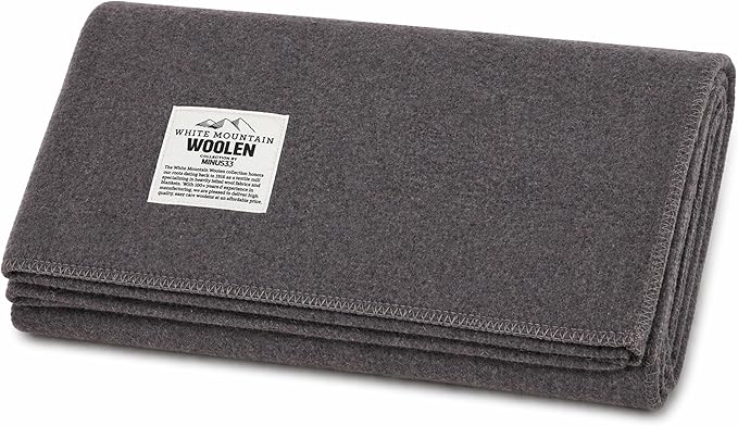 Queen Wool Blanket - 80% Recycled Wool - Warm Queen Blanket - Thick - Washable - 90W x 100L - Charcoal Gray