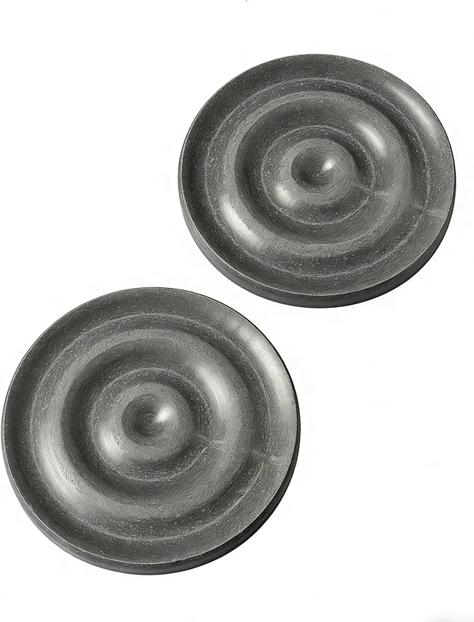 Diatomite Soap Dish with Wave Design, Round Stone Drying Tray, Water Absorbing Stone Tray, Bathroom, Shower & Kitchen (Gray, 2PSC)
