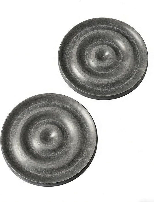 Diatomite Soap Dish with Wave Design, Round Stone Drying Tray, Water Absorbing Stone Tray, Bathroom, Shower & Kitchen (Gray, 2PSC)