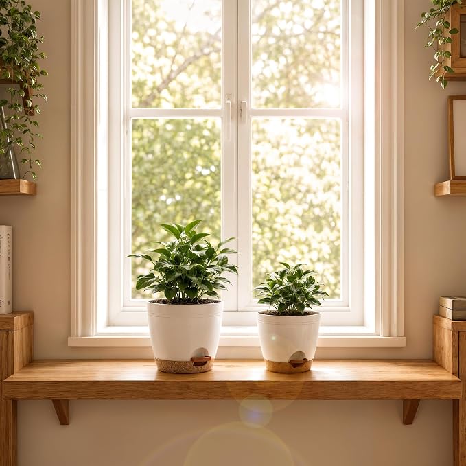 Utopia Home Self Watering Pots for Indoor Plants, Planters for Indoor Plants, Multi-Size Flowerpot, Set of 10 Plant Pots with Drainage & Reservoir, 6.8"/6.4"/5.9"/5.5"/4.9" (White)