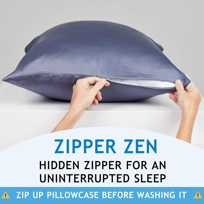 Zippered Pillowcases - Standard Size 26x20, 100% Viscose Derived from Bamboo, 2 PK, Cream - Cooling Pillow Cases - Silky Pillow Covers for Hot Sleepers, Menopause, Night Sweats - by JoMo