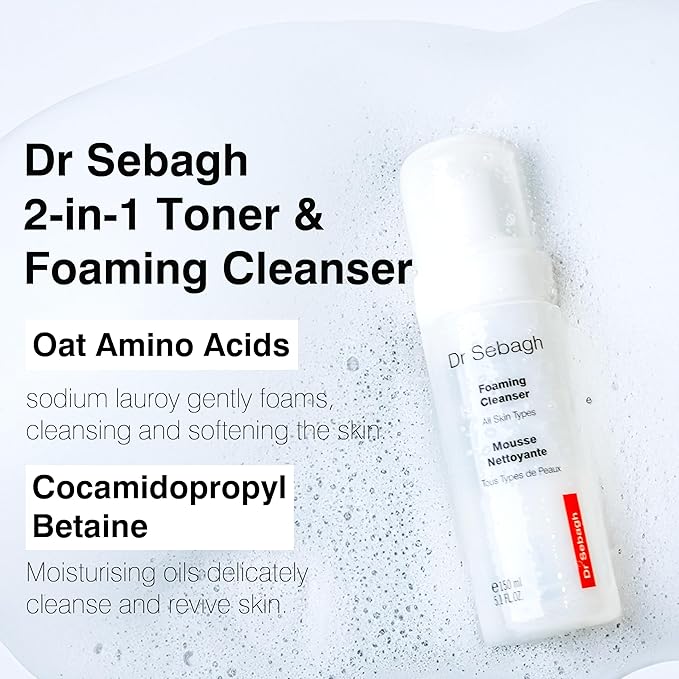 Dr Sebagh 2-in-1 Toner & Cleanser (5.1 fl oz) - Gentle Face Wash - Deep Pore Cleanser & Makeup Remover - Foam Cleanser for Oily Skin - Award-Winning