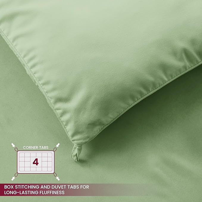 LUX Décor King Comforter – 102x90 Ultra-Soft Down Alternative Duvet Insert with Corner Tabs & Box Stitching, Hotel Quality Plush Hypoallergenic Microfiber, Oeko-TEX Certified – Sage