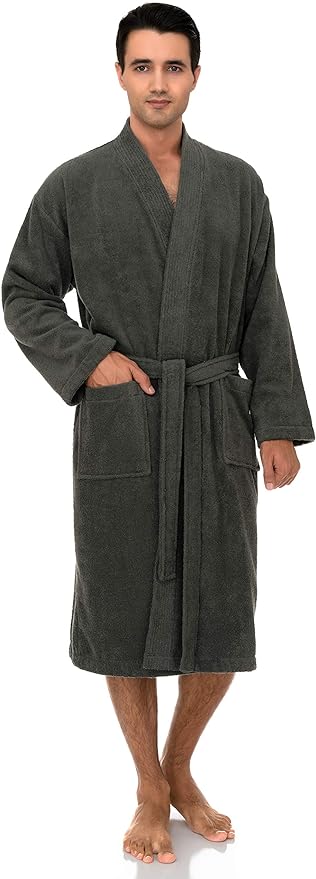 TowelSelections Mens Robe Cotton Terry Cloth Bathrobe Soft Kimono Towel Bath Robe for Men XS to 4X