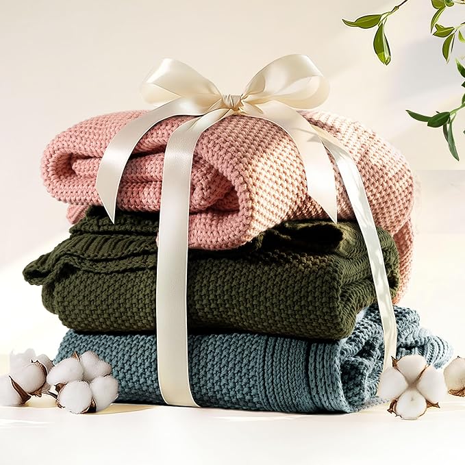 100% Cotton Cable Knit Throw Blanket, Large Lightweight Soft Knit Blanket for Sofa Couch Bed, Breathable All-Season Throw, Cozy Decorative Blanket, 60 x 80 Inch,Teal