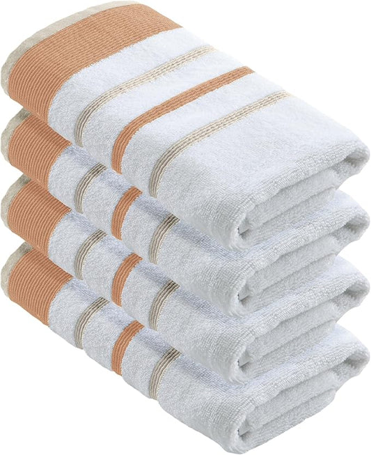 Great Bay Home Decorative Hand Towel Set - Cotton 4 Pack 26x16 Hand Towel Set - Durable Towels for Bathroom Decor (Clay/Taupe)