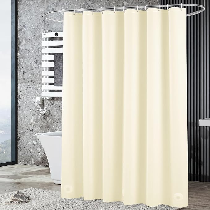 UFRIDAY Beige Shower Curtain Liner Premium PEVA 72 x72 inch,Heavy Duty Shower Curtain with 3 Weighted Magnets, Plastic Waterproof Grey Shower Curtains for Bathroom with 12 Hooks