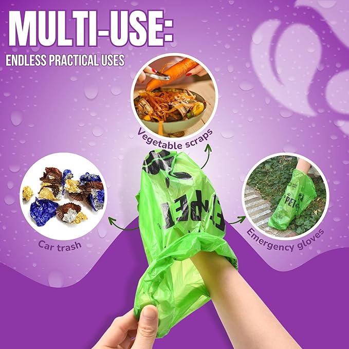 Pet N Pet 1080 Counts Green Poop Bags for Dogs, 41% Plant Based & 59% PE Extra Thick Dog Poop Bags Rolls, 9" x 13", Lavender Scented Pet Waste Bag