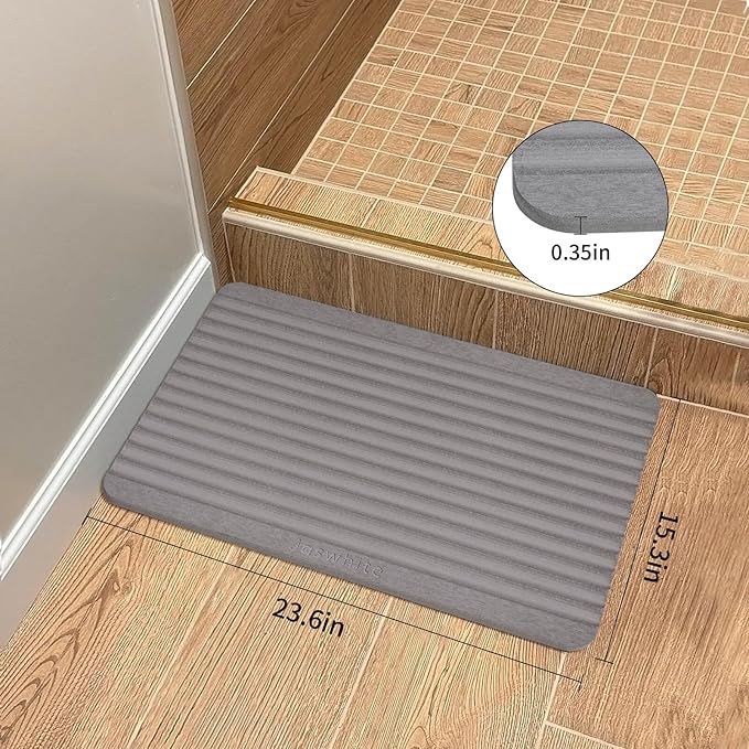 Stone Dish Drying Mat - Large Foldable Marbled Quick Drying Dish Mats, Stone Coasters Set of 4 Collapsible Ultra Absorbent Diatomaceous Earth Mats for Kitchen Counter Bathroom (Grey_Rectangle)