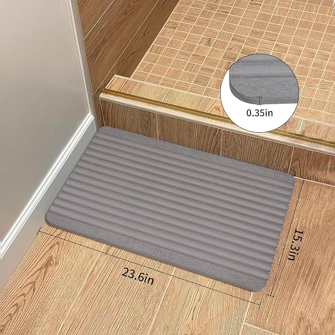 Stone Dish Drying Mat - Large Foldable Marbled Quick Drying Dish Mats, Stone Coasters Set of 4 Collapsible Ultra Absorbent Diatomaceous Earth Mats for Kitchen Counter Bathroom (Grey-REC)