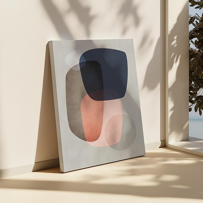Monem Art Pastel Abstract Organic Shapes Print - Scandinavian Minimalist Art Poster - Wall Decor for Living Room, Bedroom or Office - 16x20 STRETCHED CANVAS Wall Art by Mareike Bohmer