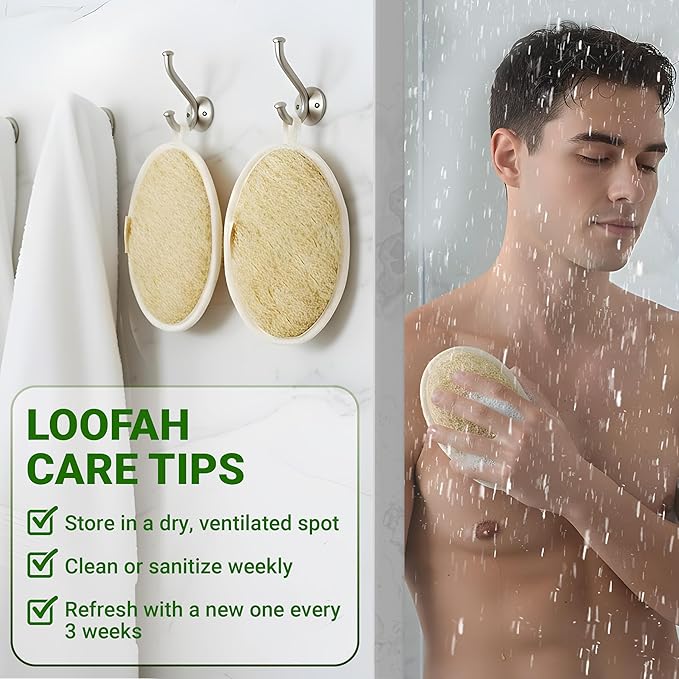 Vietnamese Natural Loofah Body Scrubber – Exfoliating Shower Sponges for Men & Women – Authentic Loofah from Vietnam for Deep Cleansing of Body (2 Pack)