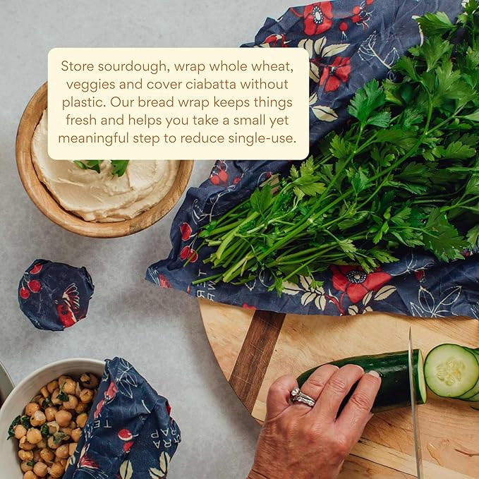 Bee's Wrap Beeswax Wraps for Bread - Beeswax Bread Wrap for Sourdough & Bread Storage - Plastic Free Made in USA Reusable Natural Food Wrap - Botanical