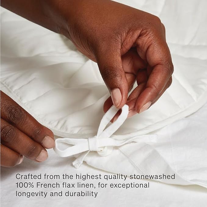 Baloo 100% French Linen Duvet Cover for Weighted Blanket (White - 60"x80" - Full/Queen Size) | Cooling, Soft & Durable | Machine Washable & Dryer Safe | Oeko-TEX® Standard 100 Certified