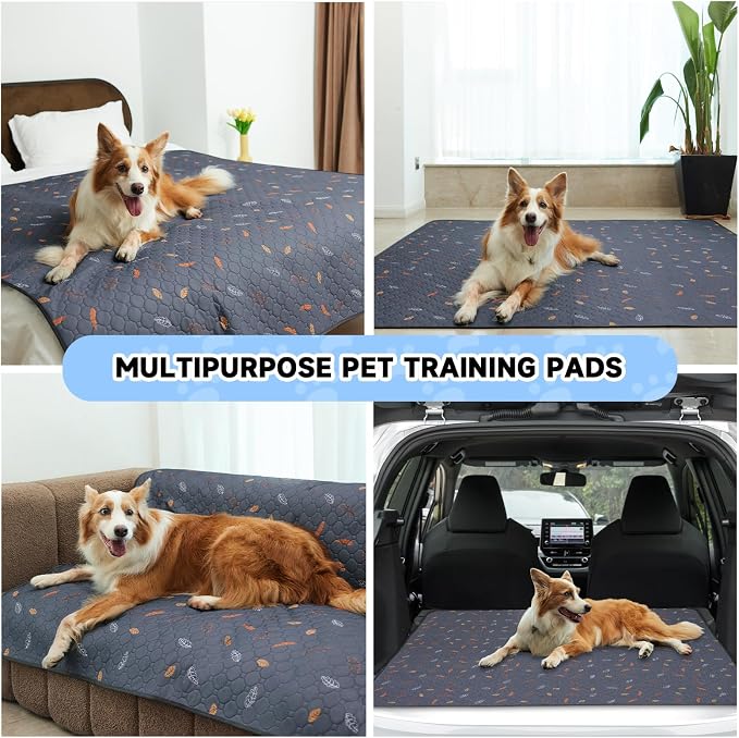 Sunheir Washable Pee Pads for Dogs 2-Pack Reusable Puppy Pads Pet Training Pads, Waterproof Dog Pee Pads for Crate, Whelping Pad, Non-Slip Protects Against Urine Leakage (Leaves - Green, 31x36)