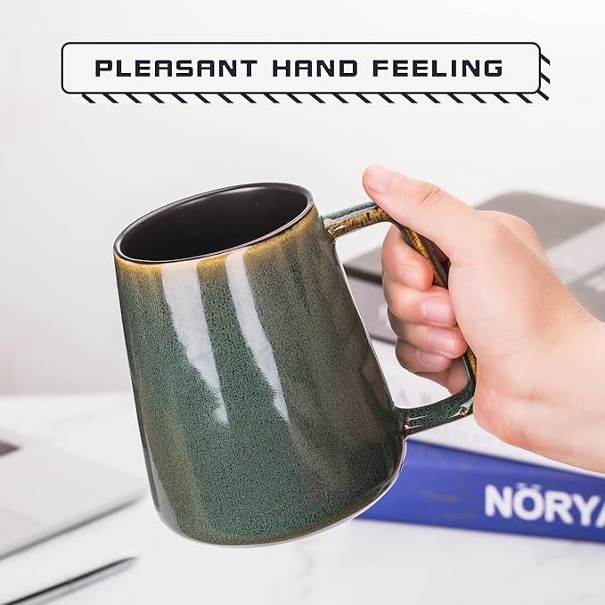 Extra Large Ceramic Coffee Mug,24 Oz,Oversized Tea Cup for Home and Office,With Big Handle,Dishwasher and Microwave Safe (24 Oz Green)