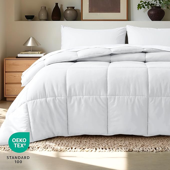 Bare Home Comforter Set - Queen Size - Ultra-Soft - Goose Down Alternative - Premium 1800 Series - All Season Warmth (Queen, White)