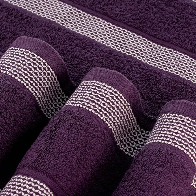 CASA COPENHAGEN Solitaire 6Pcs 100% Egyptian Cotton Large Designer Towels Gift Set- Lavender, 600GSM, 2Bath 2Hand 2Washcloths, Bath Towels for Bathroom (Box Pack, Gift Set for Women & Men)