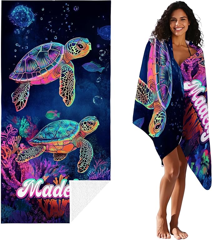 JML Custom Beach Towel with Name, Personalized Microfiber Beach Towel with Name, Large, Soft, Quick Dry & Absorbent for Swim, Pool,Adult,Summer Holiday,Vacation,Travel,Gift for Anniversary, Birthday