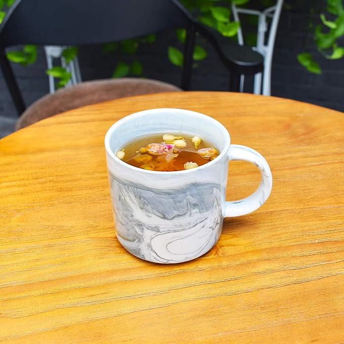 Marbling Ceramic Coffee Mug, Tea Cup for Office and Home, 13 Oz, Dishwasher and Microwave Safe (Gray, 1)
