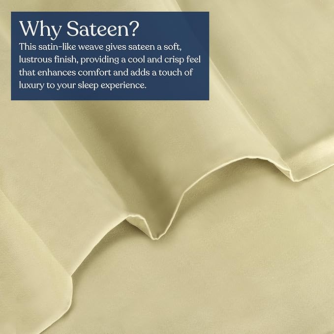 GOTS Certified 100% Organic Cotton Sheets, 400TC Long Staple Cotton, Ultra Soft, Silky, Moisture-Wicking, Smooth & Breathable, with Elasticized Deep Pocket