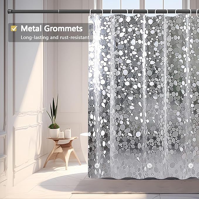 Shower Curtain Liner, Waterproof EVA 3D Shower Curtains with Duty Heavy Bottom Magnets and Rust Proof Grommets, Weighted Shower Liner for Shower Stall, Bathtubs
