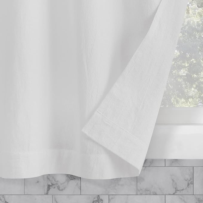 Archaeo Washed Cotton Small Window Twist Tab Cafe Curtains, 52" x 36", White