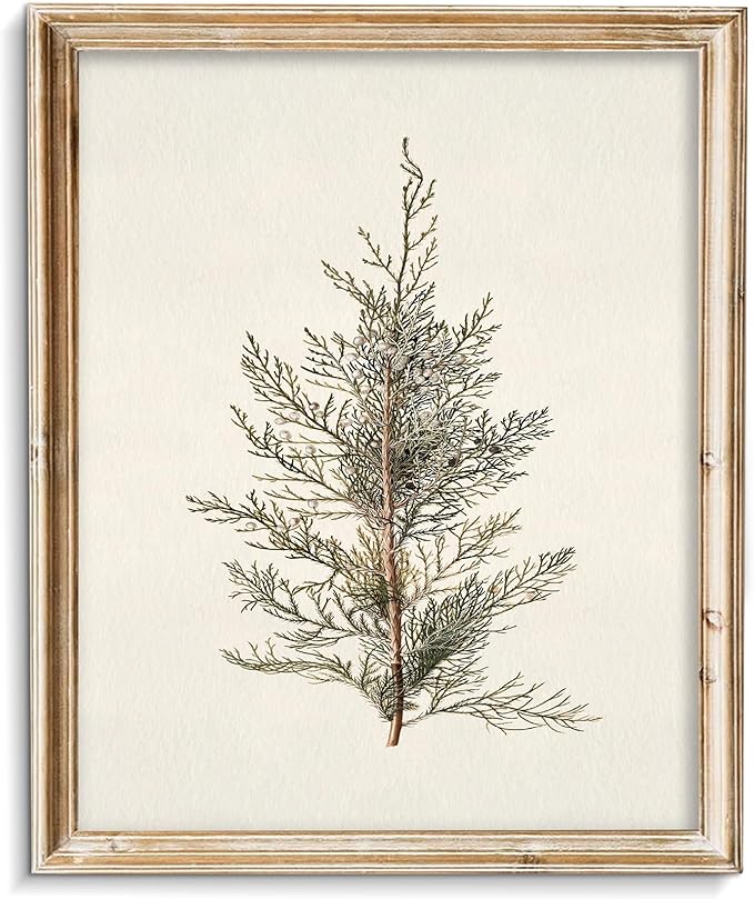 Vodefoad Vintage Cypress Tree Christmas Print Classical Naturalist Tree Landscape Print Painting Moody Christmas Farmhouse Wall Art Minimalist Mid Century Wall Art Painting Picture Aesthetic for Bedroom Bathroom Office Winter Room Decor Holiday Decorat...