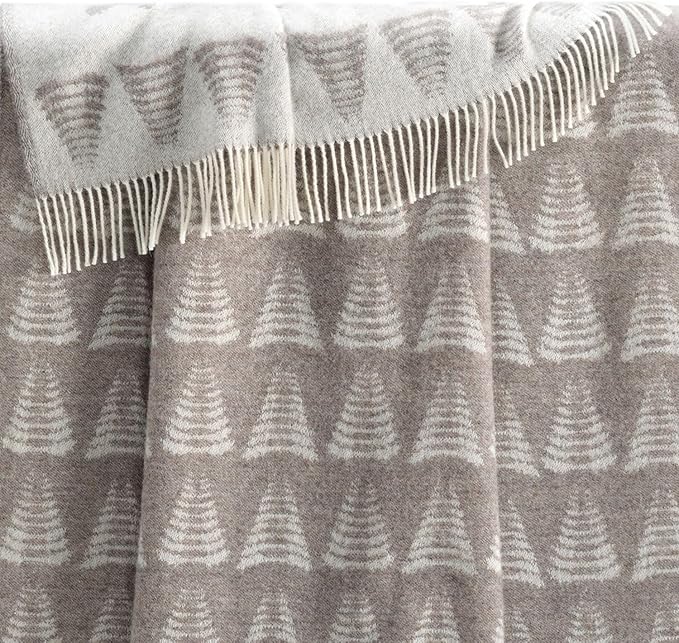 JJ Textile Moose Brown Throw New Wool & Recycled Merino Sheep Wool- Soft & Cosy with a Reversible Design - Sustainable Throw for Bed, Sofa & Home Decor - Large Blanket 190cm x 130cm.