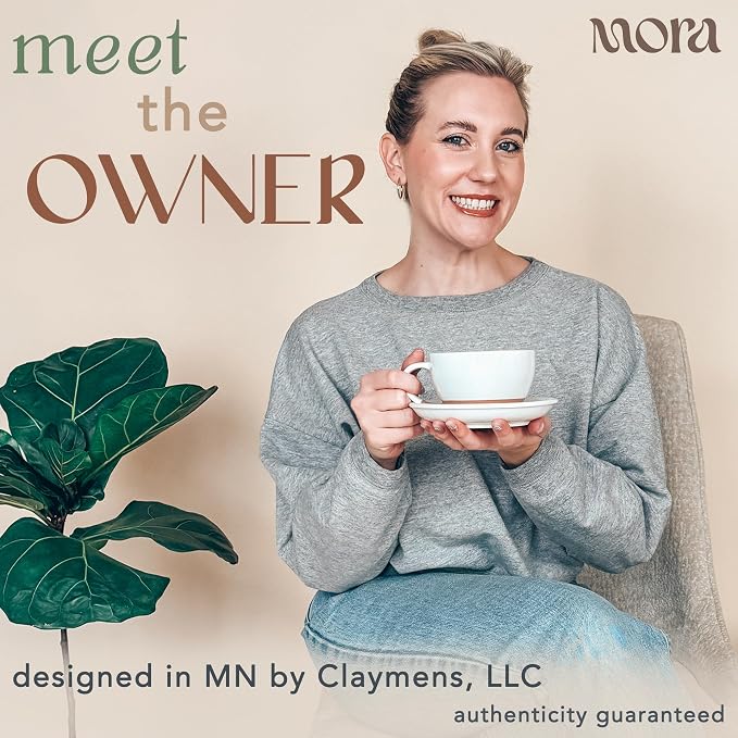 MORA Ceramic Latte Art Mug With Saucer - 10.5 oz, Round Bottom For Perfect Pours - Cafe Cups for Cappuccino, Espresso, Coffee, Tea etc - Porcelain Set for Baristas, Great Gift - Vanilla White