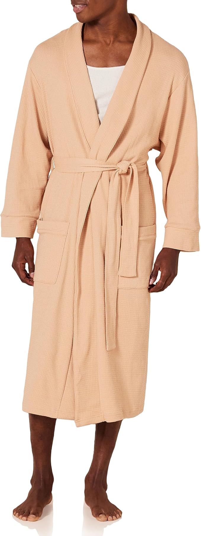 Amazon Essentials Men's Lightweight Cotton Waffle Bathrobe (Available in Big & Tall)