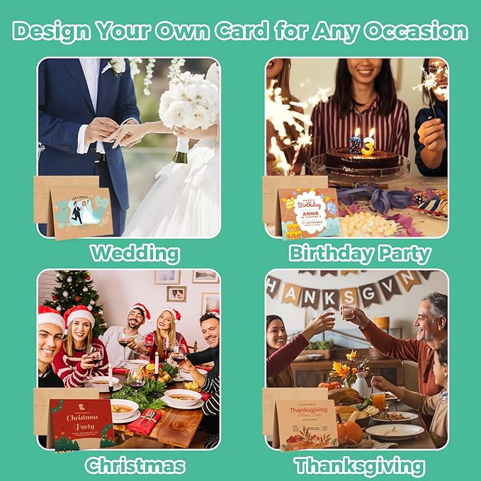 Ohuhu Blank Brown Kraft Cards and Envelopes 100 Pack - 5" x 7" Folded Cardstock Paper and A7 Envelopes for DIY Greeting Cards Wedding Birthday Invitations Baby Shower Thank You Cards and All Occasions