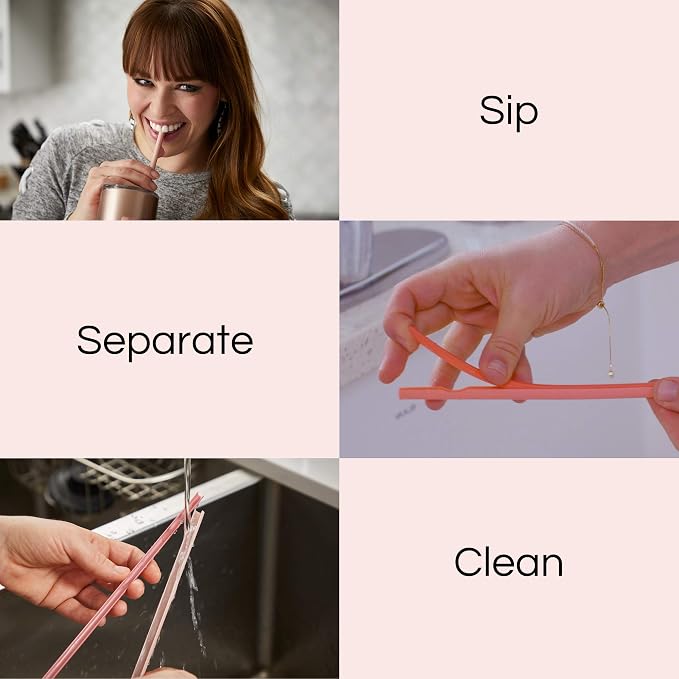 Rain Straw - Easy Clean Reusable Drinking Straws That Snap Open for Easy Cleaning - No Cleaning Brush or Cleaner Needed - Eco Friendly BPA Free 10.5" long Plastic Straws for Tumbler (Bright, 10 Pack)