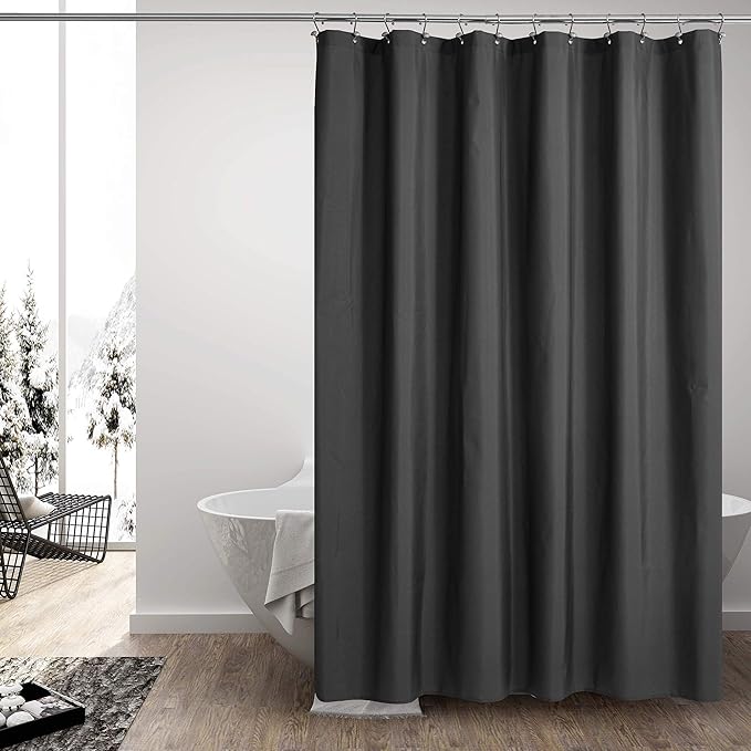 N&Y HOME Ultimate Waterproof Fabric Shower Curtain or Liner with Weighted Magnets, Dark Grey Shower Curtains for Bathroom with Breathable TPU & Machine Washable Polyester, Graphite Gray, 72"x72"