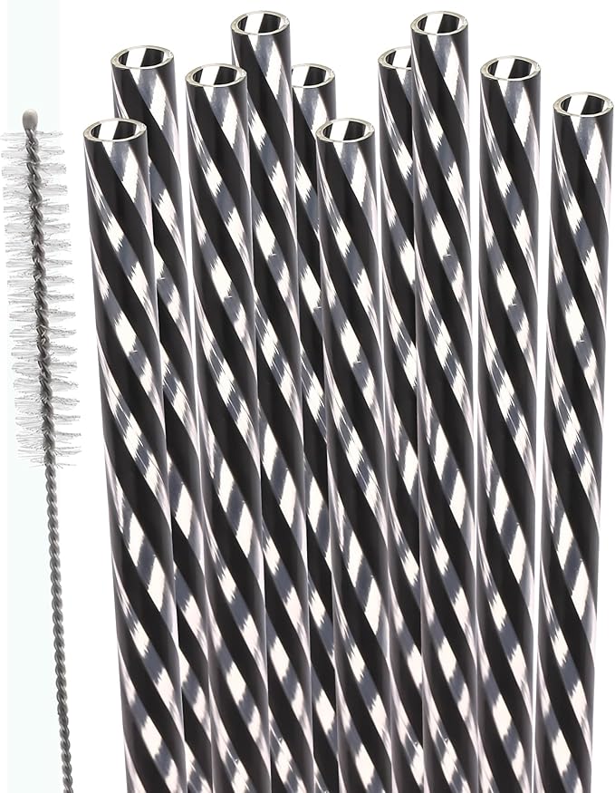 Dakoufish Replacement Straws for StanleylOwalalHydro Jug 40oz 30oz Tumbler,10 Pack 12 Inch Back Reusable Straws With Cleaning Brush For Stanley Simple Modern Cup,Dishwasher Safe.