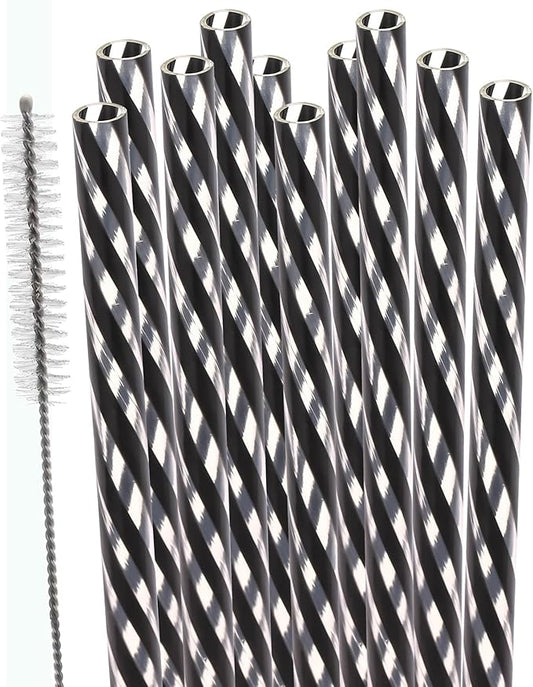 Dakoufish Replacement Straws for StanleylOwalalHydro Jug 40oz 30oz Tumbler,10 Pack 12 Inch Back Reusable Straws With Cleaning Brush For Stanley Simple Modern Cup,Dishwasher Safe.