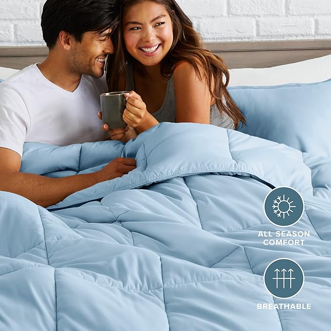 Bare Home Comforter Set - King/California King Size - Ultra-Soft - Goose Down Alternative - Premium 1800 Series - All Season Warmth (King/Cal King, Light Blue)