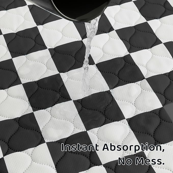 2 Pack Black Checkered Washable Pee Pads for Dogs, Checkered Reusable Dog Pee Pads, for Puppy Playpen, Crate, Whelping Box, Potty Training, Cute Aesthetic Absorbency, Leak-Proof Non-Slip