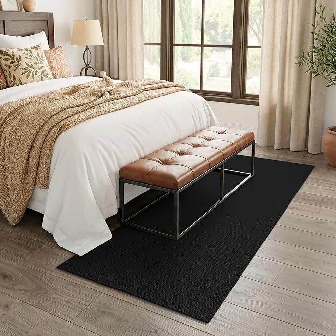 EARTHALL Washable Runner Rug 3x7 Ft Non Slip Runners for Hallways Wide Cotton Rubber Backed Kitchen Runner Braided Indoor Floor Carpet Runners for Entryway, Hallway, Kitchen, Bedroom, Black/Grey