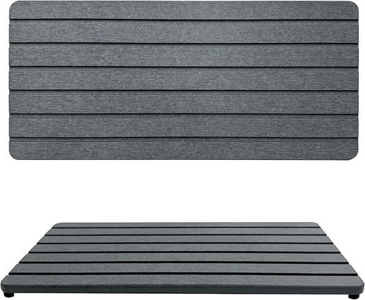 NiuYichee 2 PCS Water Absorbent diatomite Coasters, 12" x 5.5" Water Absorbing Stone Tray for Sink, Stone Drying mat for Kitchen Counter, Stone soap Tray Used for Hand Soaps & toiletries & Plants