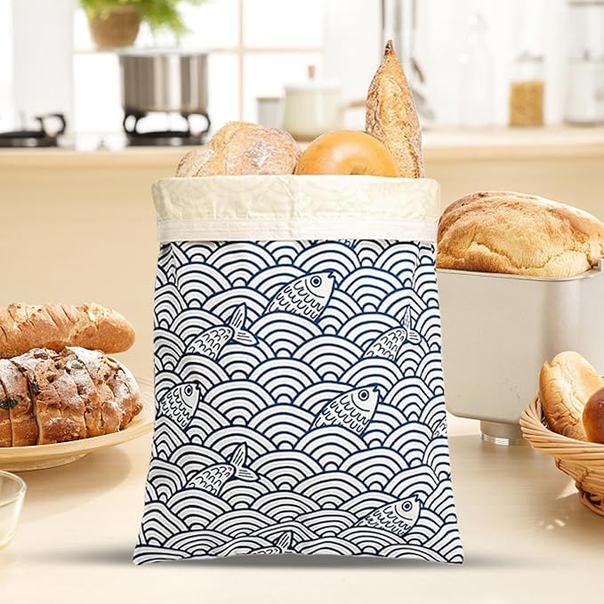 Reusable Beeswax Bread Bags - Cotton Bread Storage | 2 Pack Freshness Bags | Natural Beeswax Lining, Washable Reusable Design, Large Capacity Storage, Secure Closure, for Homemade Sourdough &