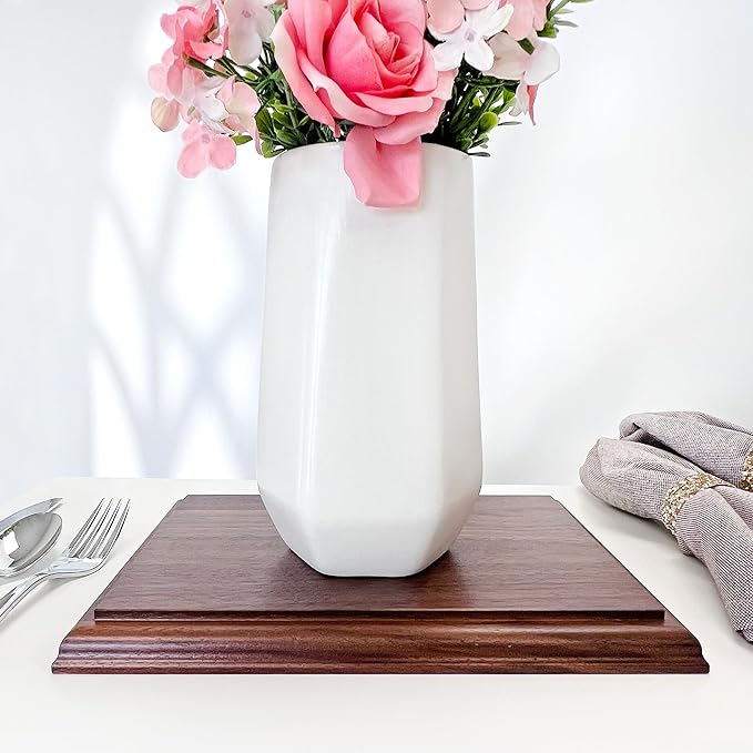 Plymor Solid Walnut Rectangular Wood Display Base with Ogee Edge, 10" W x 7" D x 0.75" H, Pack of 6