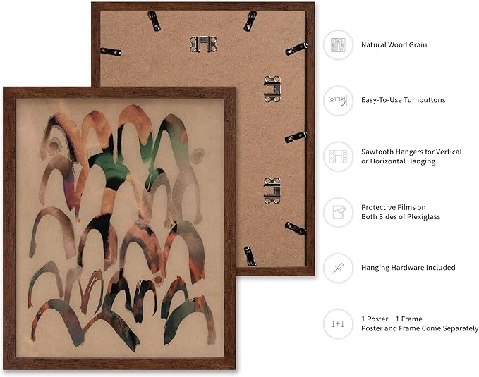 Monem Art Abstract Arch Mark Making Painting Print - Contemporary Peach and Mocha Art Poster - Wall Decor for Living Room, Bedroom or Office - 12x16 Brown Framed Wall Art by Renee Stramel