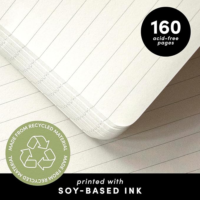 PAPERAGE Recycled Lined Journal Notebook, (Rose), 160 Pages, Medium 5.6 in x 8 in - 100 GSM Thick Paper – College Ruled, Hardcover Journaling Notebook for Work, School & Note Taking