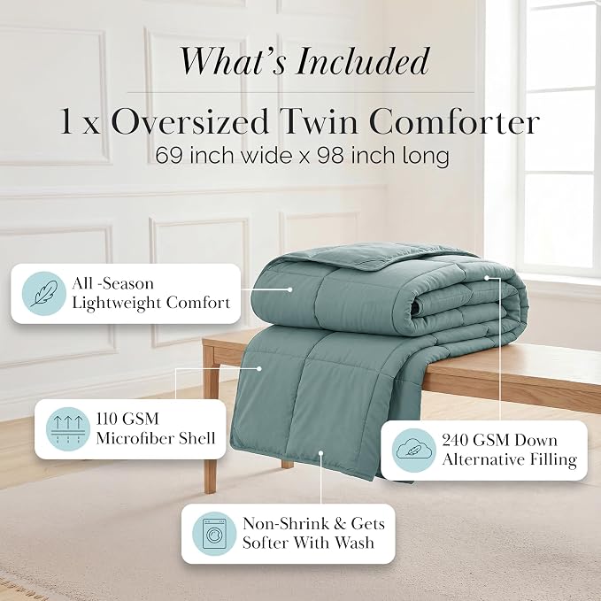 Southshore Fine Living, Inc. Premium Quality Oversized All-Season Down-Alternative Comforter, Twin/Twin XL, Steel Blue