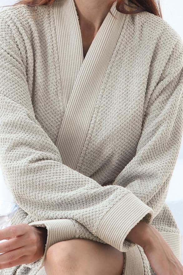 SEYANTE Turkish Cotton Bathrobe for Women - Organic GOTS Certified Terry Hooded Kimono Robe - Spa Quality Women's Cotton Robe