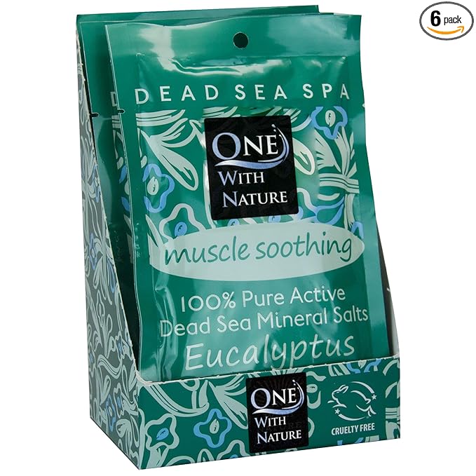 Muscle Soothing, 100% Pure Active Dead Sea Mineral Salts, Eucalyptus, For Eczema, Psoriasis and All Skin Types, Natural, Therapeutic, 2.5 Oz (Pack of 6)
