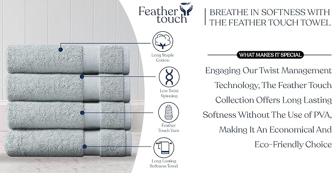 Organic Cotton Luxuriously Plush Bath Sheet Pack of 4 | GOTS & OEKO-TEX Certified | Premium Hotel Quality Towels | Feather Touch Technology|650 GSM Long Staple|Soft, Quick Dry & Ultra-Absorbent